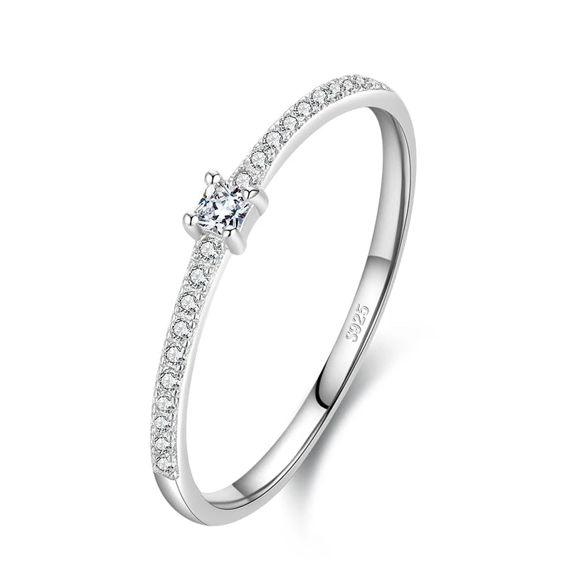 Bague Carrée Zircon – Argent 925