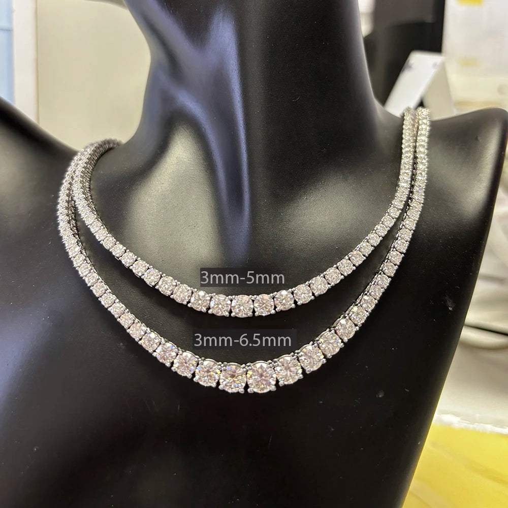 Collier Tennis Moissanite 3–5mm – Argent 925