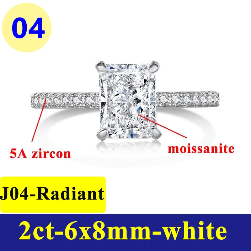Bague Moissanite 1–3CT – Argent S925 Plaqué Or Blanc
