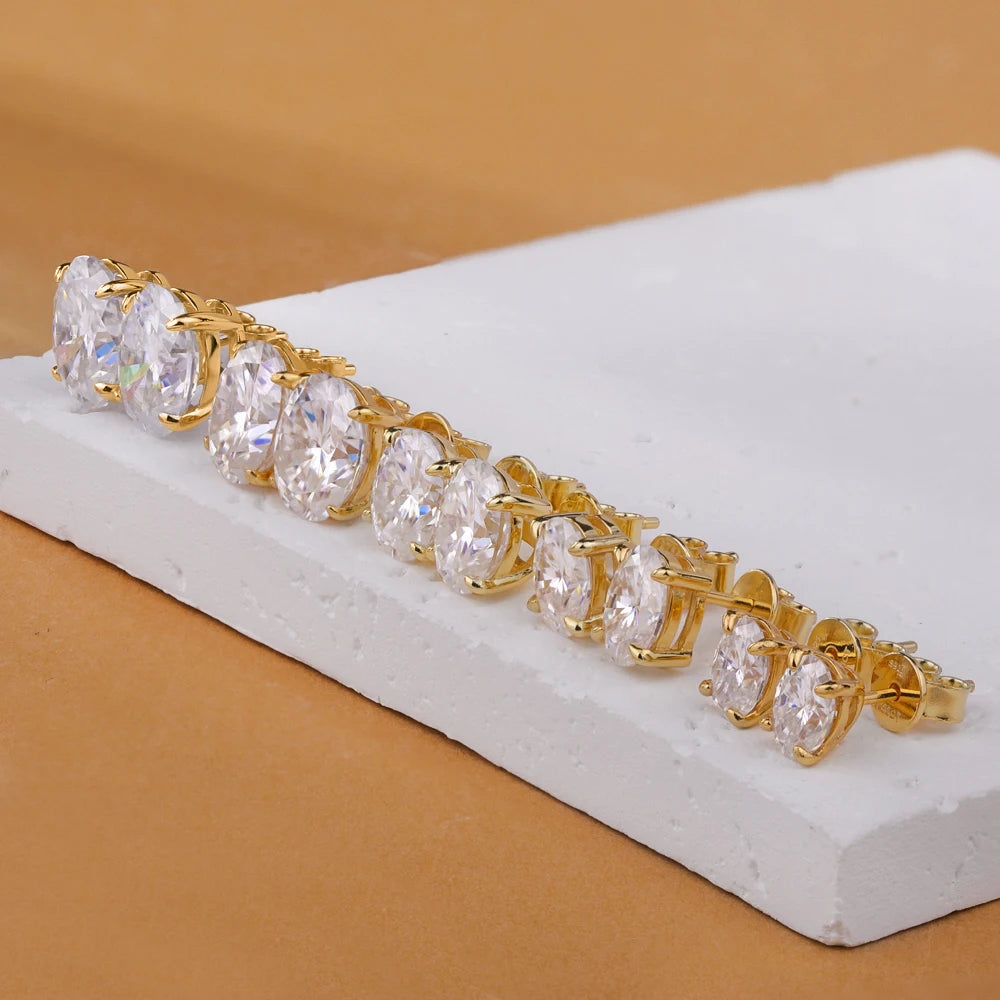 Clous d’Oreilles Moissanite Ovale 1–4CT – Argent 925