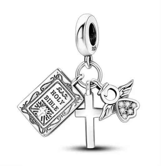 Charm Avion & Passeport en Zircon Rose – Argent 925