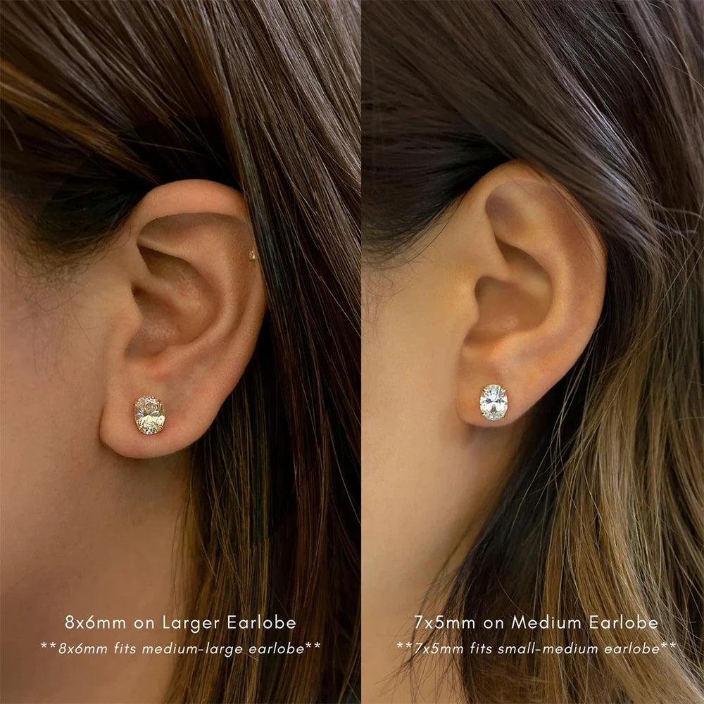 Clous d’Oreilles Moissanite Ovale 1–4CT – Argent 925
