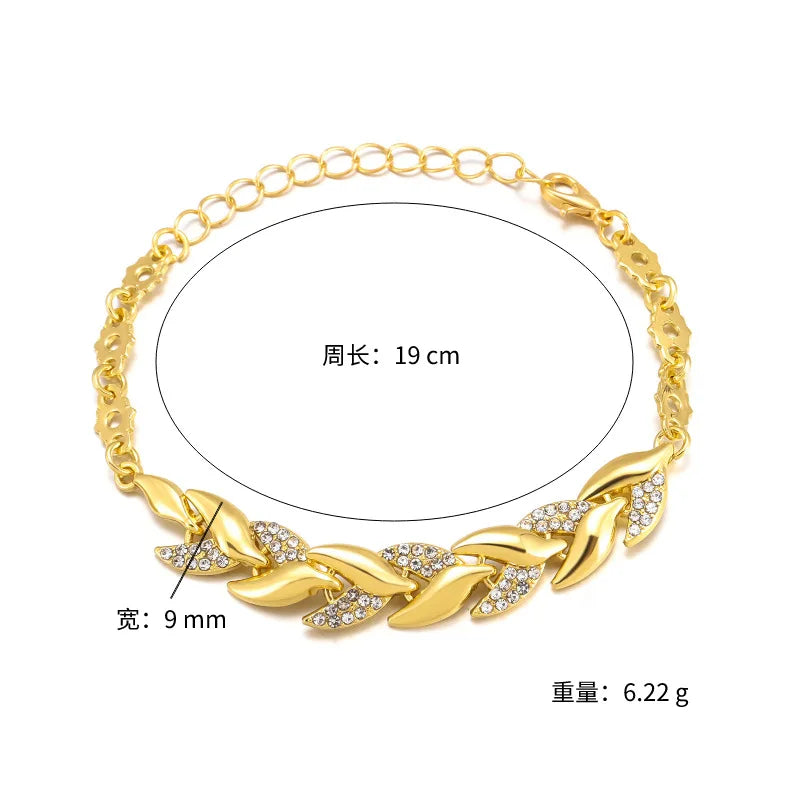 Bracelet Feuille Tressée – Cristal Élégant