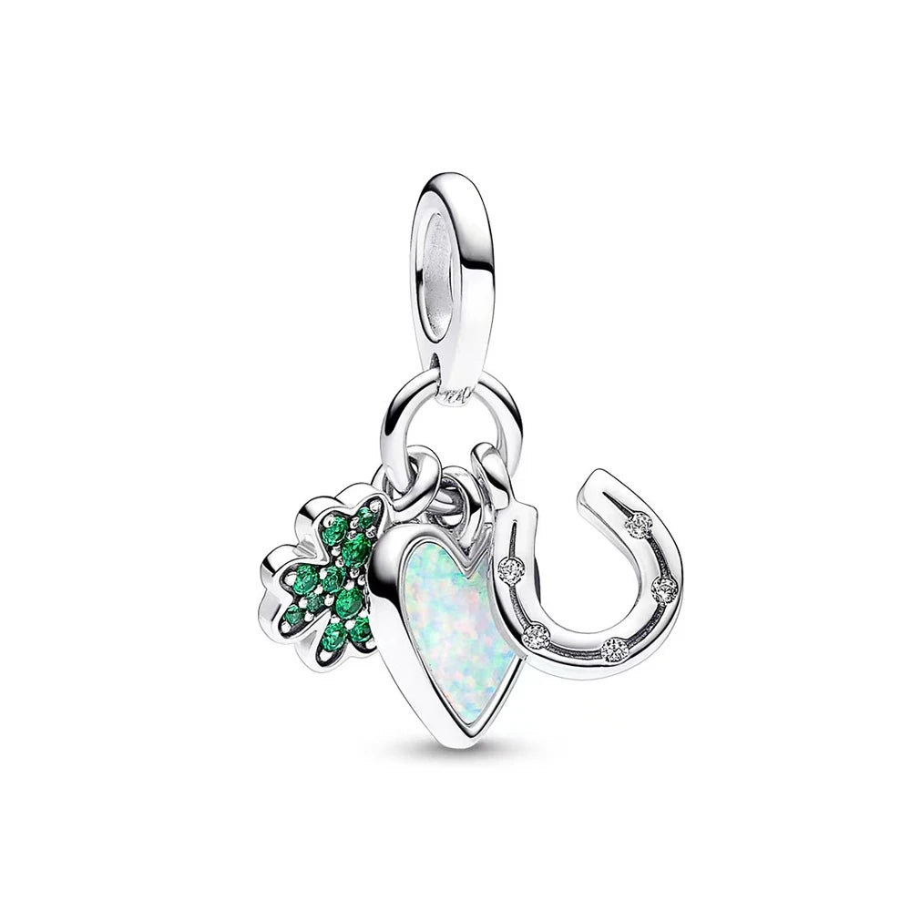 Charm Avion & Passeport en Zircon Rose – Argent 925