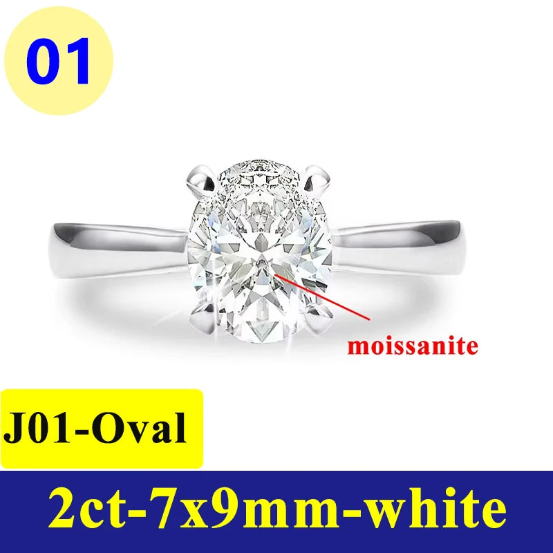 Bague Moissanite 1–3CT – Argent S925 Plaqué Or Blanc