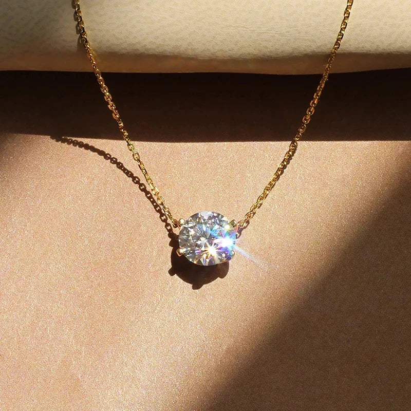 Collier Pendentif Zircon Rond – Élégance