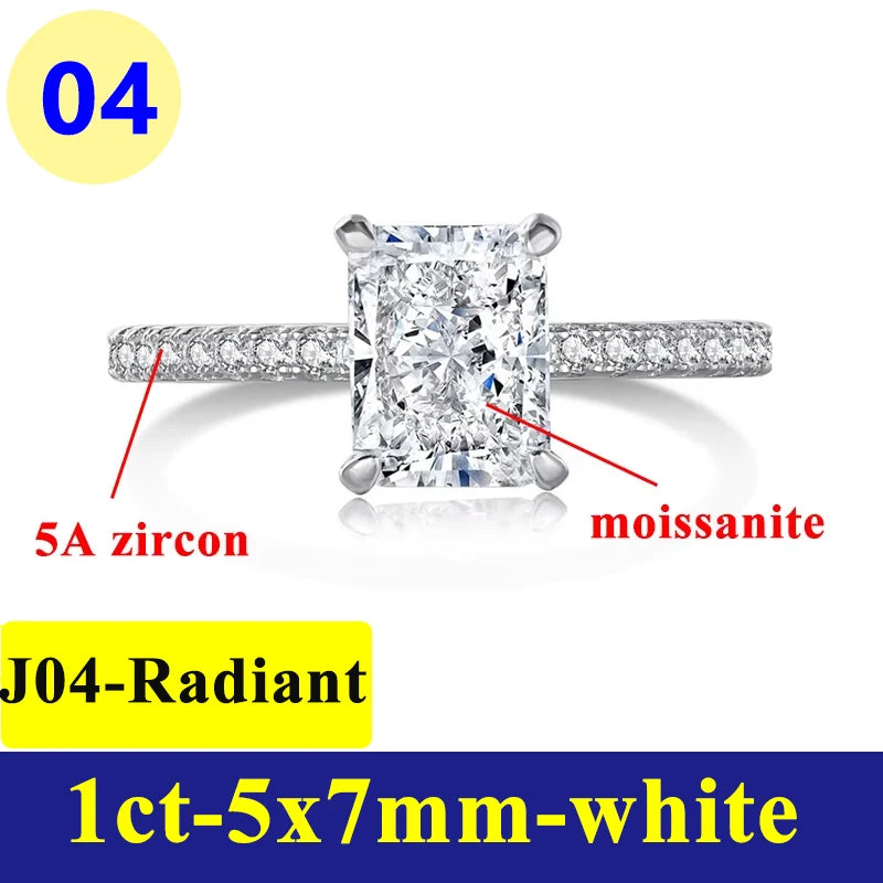 Bague Moissanite 1–3CT – Argent S925 Plaqué Or Blanc