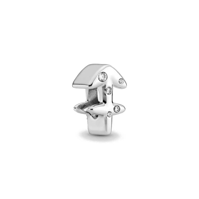 Charm Avion & Passeport en Zircon Rose – Argent 925