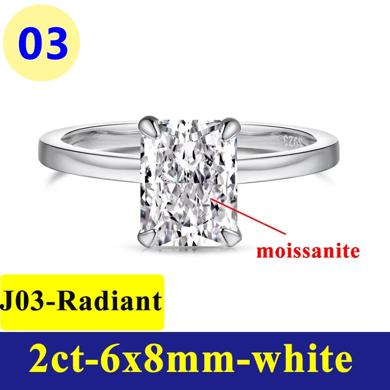 Bague Moissanite 1–3CT – Argent S925 Plaqué Or Blanc