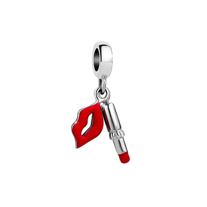 Charm Avion & Passeport en Zircon Rose – Argent 925