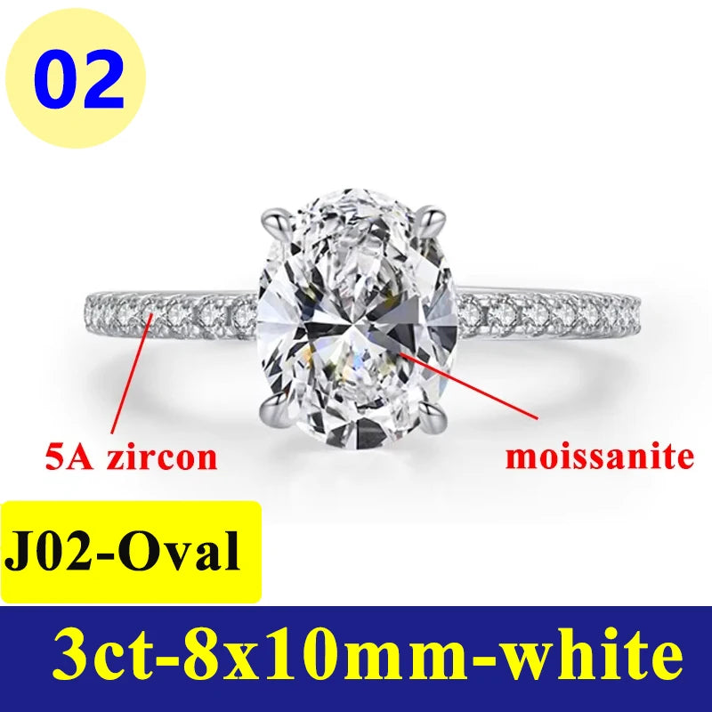 Bague Moissanite 1–3CT – Argent S925 Plaqué Or Blanc