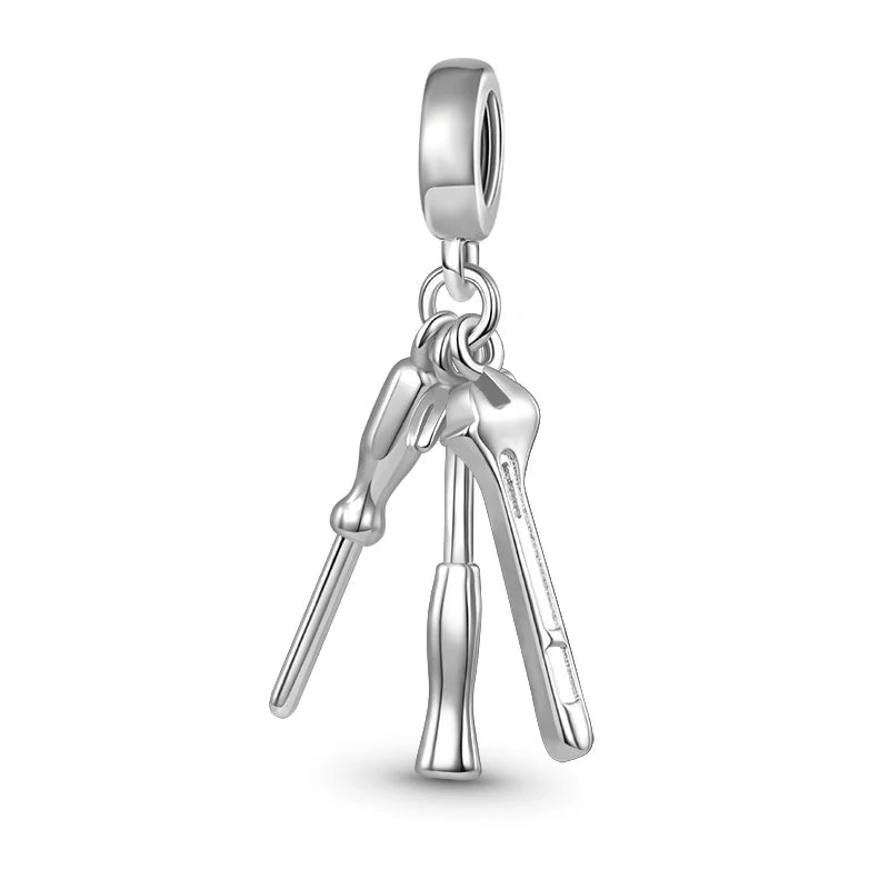 Charm Avion & Passeport en Zircon Rose – Argent 925