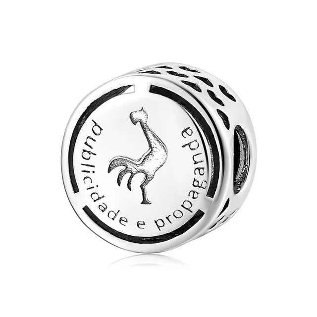 Charm Avion & Passeport en Zircon Rose – Argent 925
