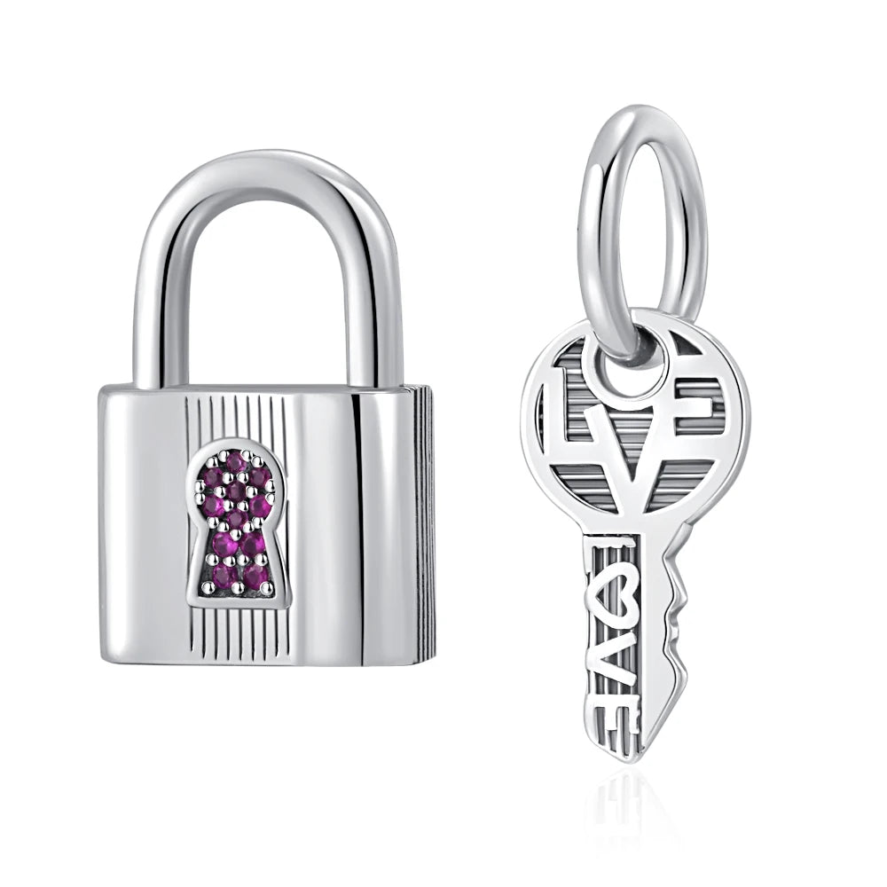Charm Avion & Passeport en Zircon Rose – Argent 925