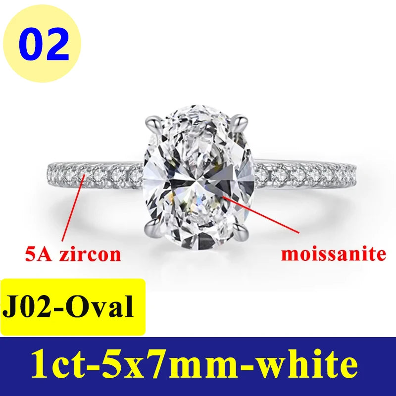 Bague Moissanite 1–3CT – Argent S925 Plaqué Or Blanc
