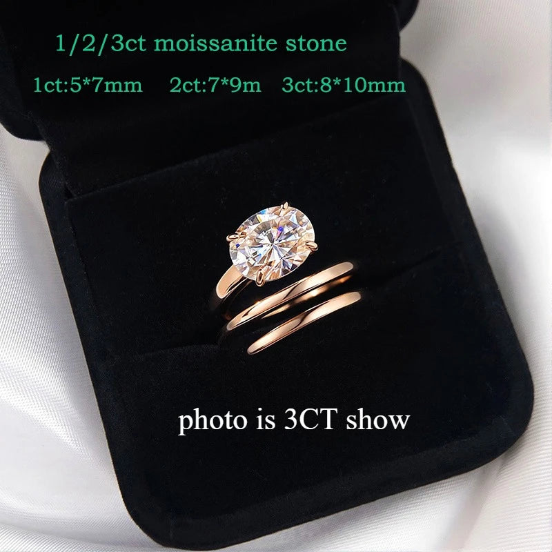Bague Solitaire Moissanite 1–3CT – Argent 925