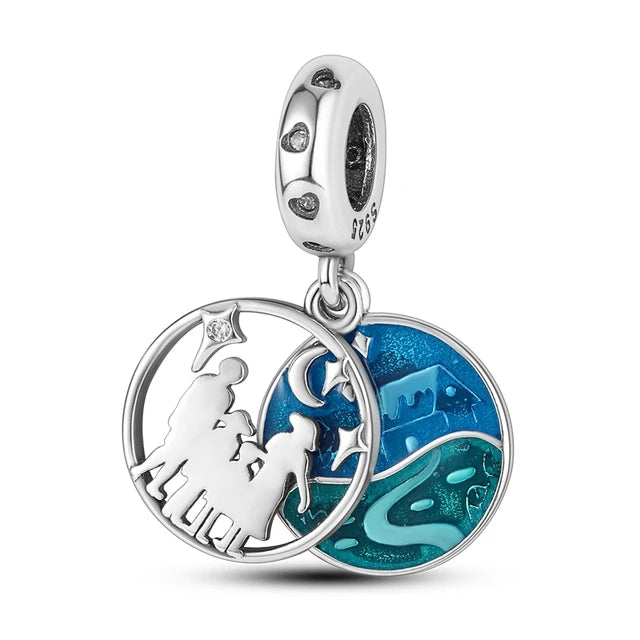 Charm Avion & Passeport en Zircon Rose – Argent 925