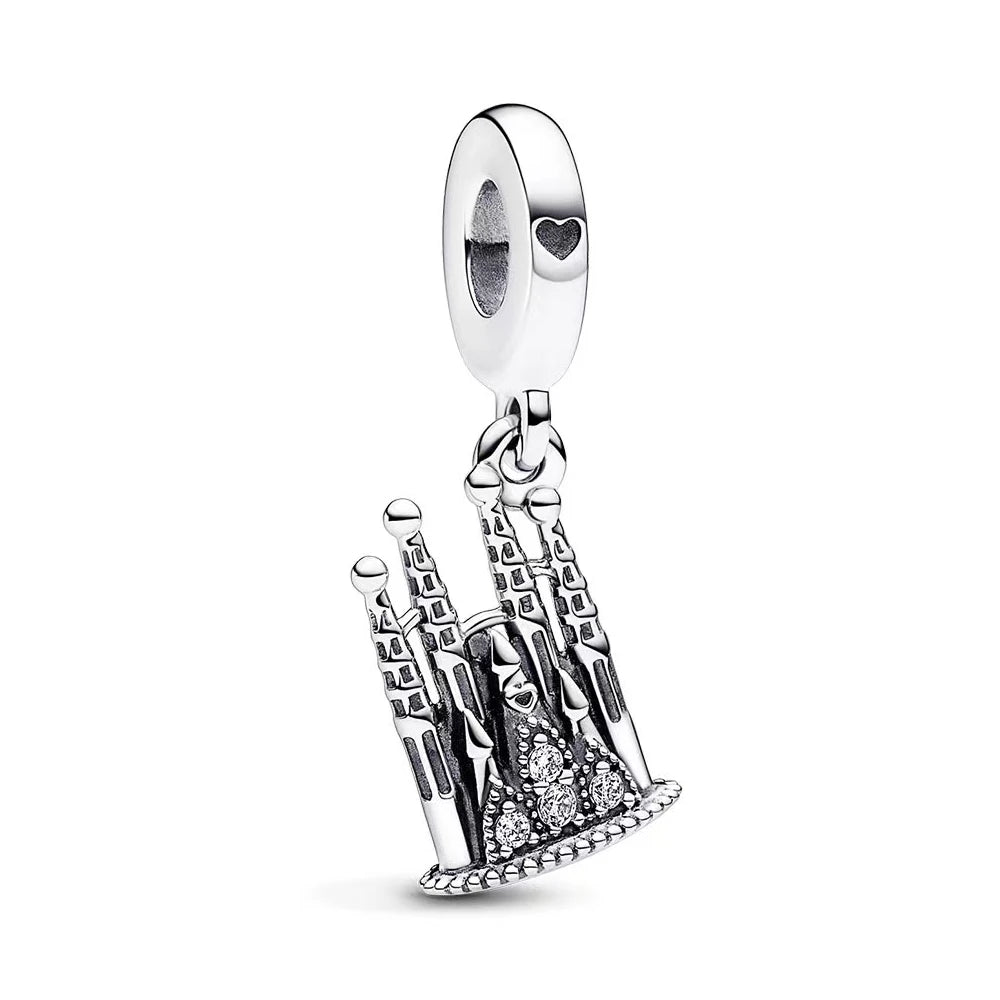 Charm Avion & Passeport en Zircon Rose – Argent 925