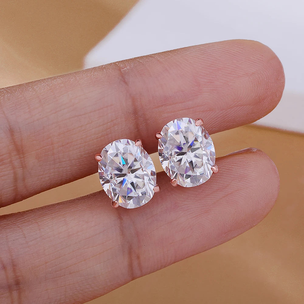 Clous d’Oreilles Moissanite Ovale 1–4CT – Argent 925