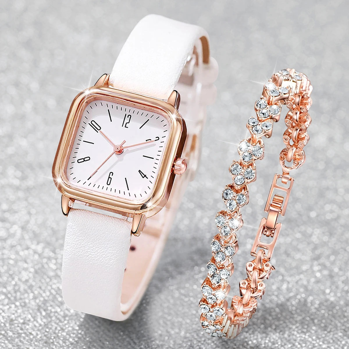 Set Montre Carrée & Bracelet – Élégance