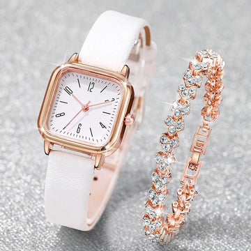 Set Montre Carrée & Bracelet – Élégance