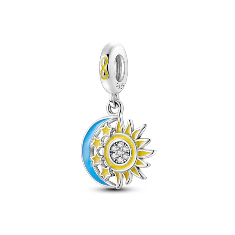 Charm Avion & Passeport en Zircon Rose – Argent 925
