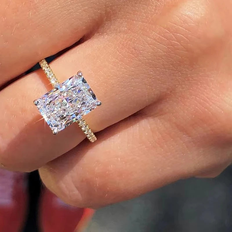 Bague Moissanite 1–3CT – Argent S925 Plaqué Or Blanc