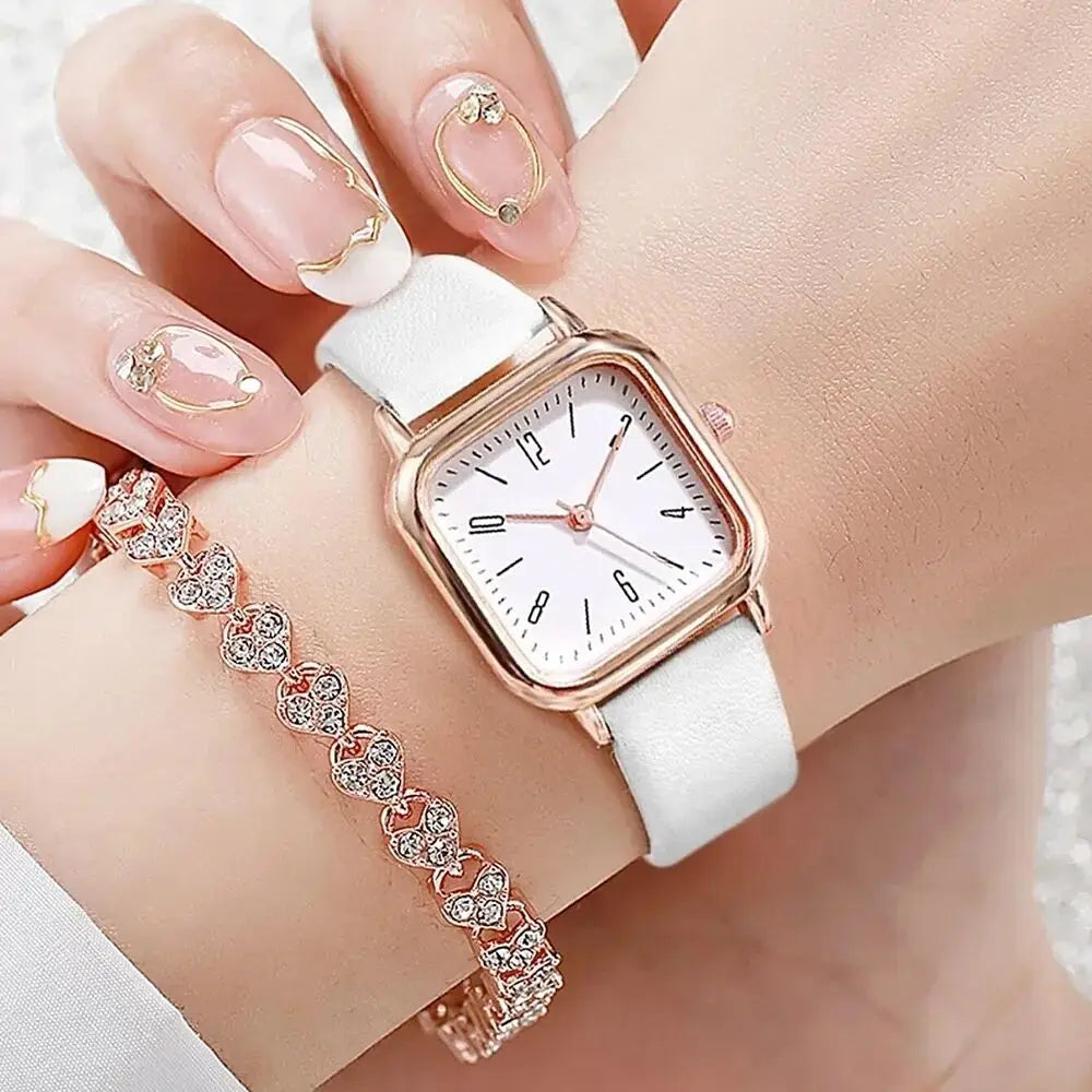Set Montre Carrée & Bracelet – Élégance