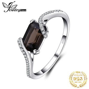 Bague Quartz Fumé Émeraude 1.7ct – Argent 925