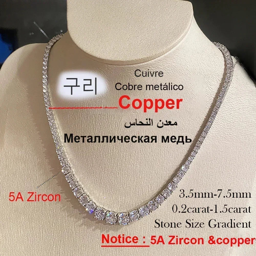 Collier Tennis Moissanite 3–5mm – Argent 925