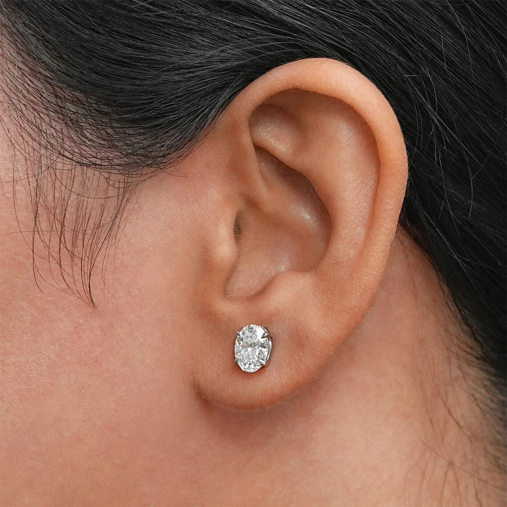 Clous d’Oreilles Moissanite Ovale 1–4CT – Argent 925