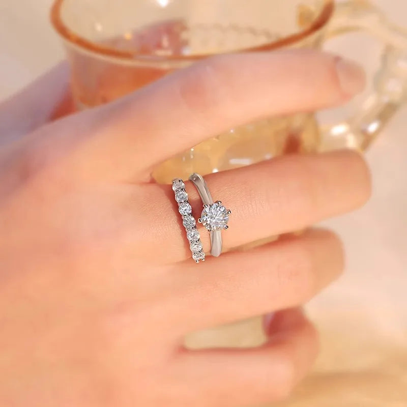 Alliance Moissanite Demi-Éternité – Argent 925