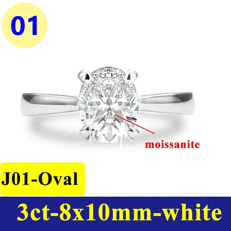 Bague Moissanite 1–3CT – Argent S925 Plaqué Or Blanc