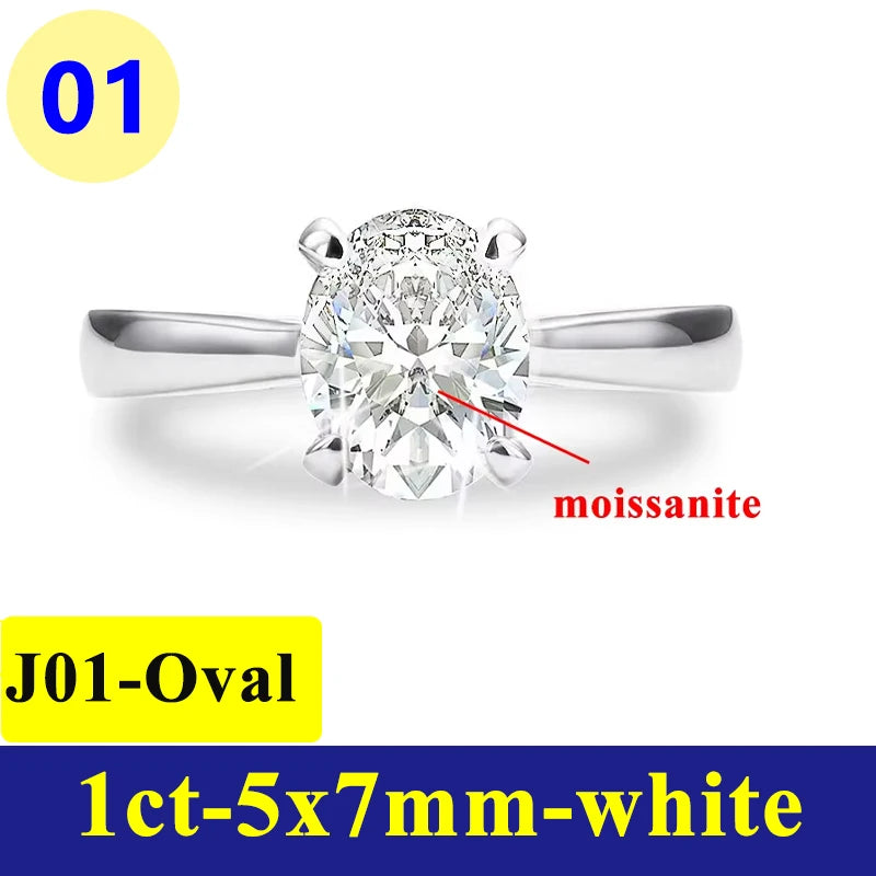 Bague Moissanite 1–3CT – Argent S925 Plaqué Or Blanc
