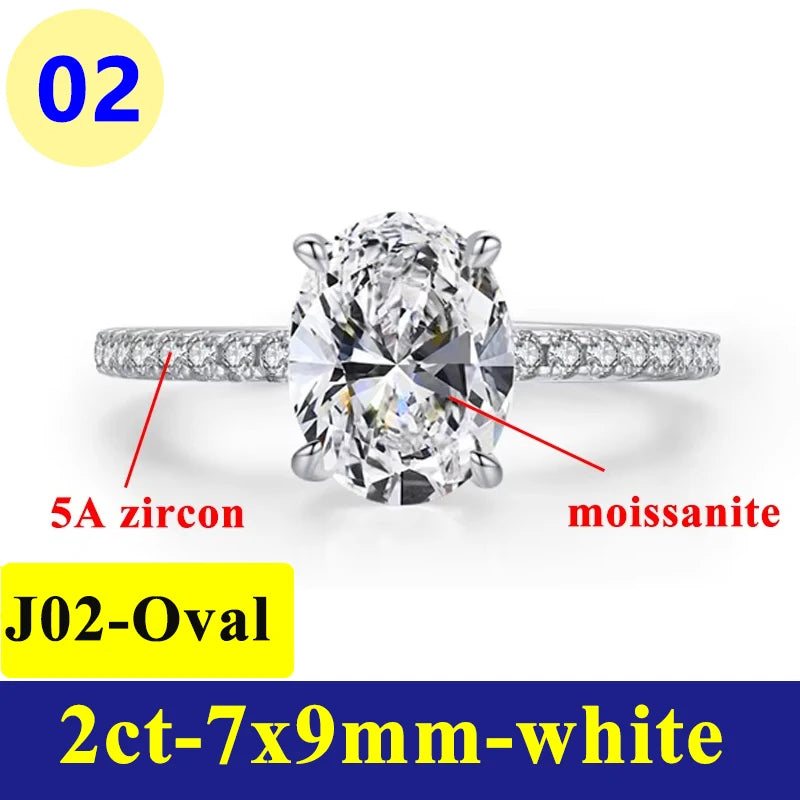Bague Moissanite 1–3CT – Argent S925 Plaqué Or Blanc