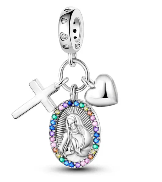 Charm Avion & Passeport en Zircon Rose – Argent 925