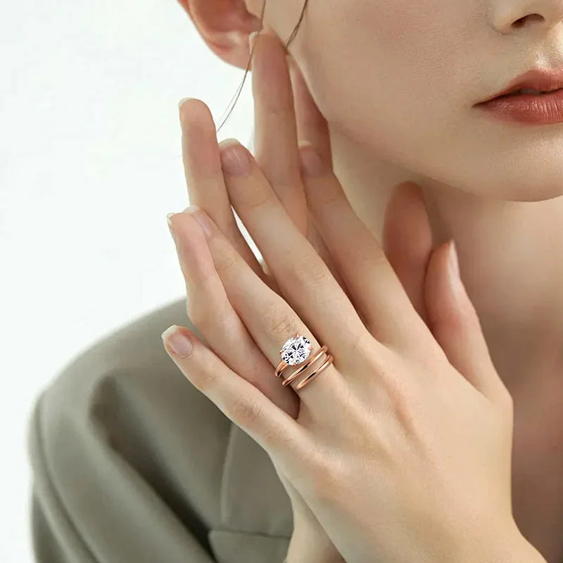 Bague Solitaire Moissanite 1–3CT – Argent 925
