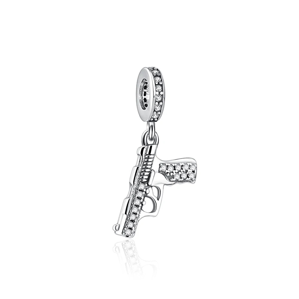 Charm Avion & Passeport en Zircon Rose – Argent 925