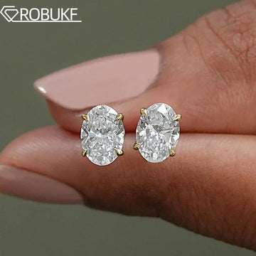 Clous d’Oreilles Moissanite Ovale 1–4CT – Argent 925