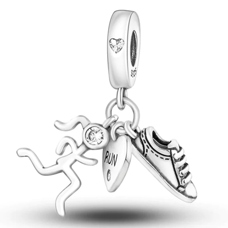Charm Avion & Passeport en Zircon Rose – Argent 925