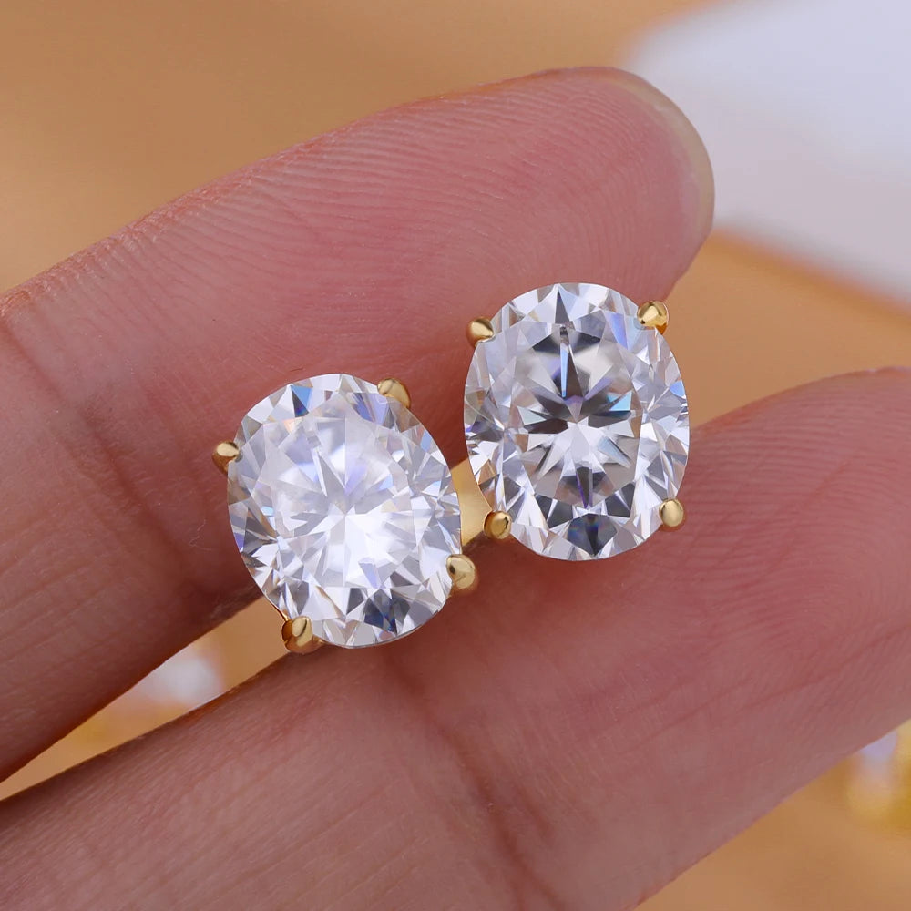 Clous d’Oreilles Moissanite Ovale 1–4CT – Argent 925