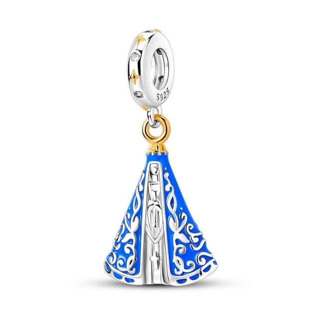 Charm Avion & Passeport en Zircon Rose – Argent 925