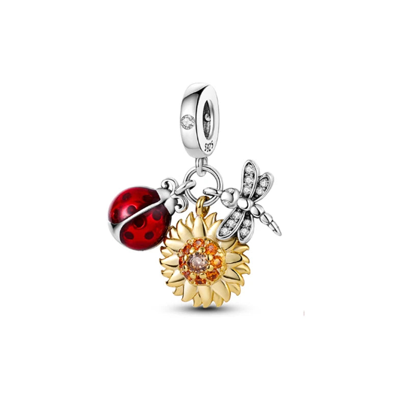 Charm Avion & Passeport en Zircon Rose – Argent 925