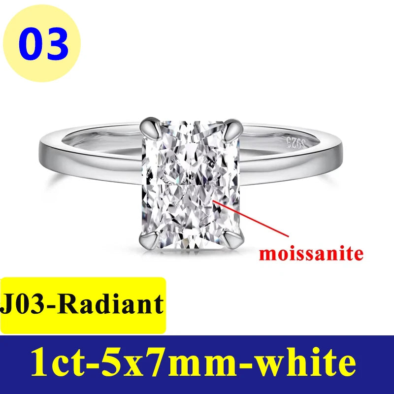Bague Moissanite 1–3CT – Argent S925 Plaqué Or Blanc